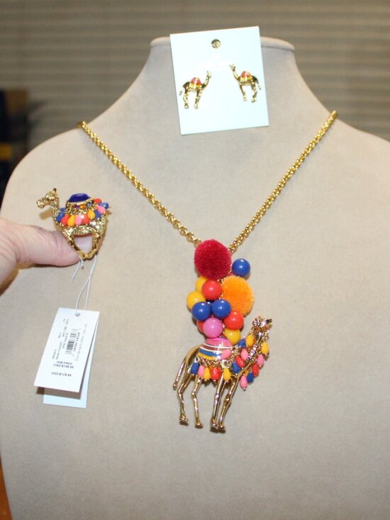 kate spade Jewelry - NWT Kate Spade "Spice Things Up" Camel Pendant necklace, ring and earring set!
